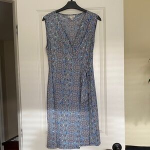 Dana Buchman Blue and Gray Patterned Midi Dress